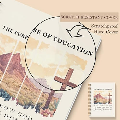 Western Desert Christian Spiral Notebooks, Purpose of Education Bible Journaling Notebook, Religious Journal for Women, Church Notes Notebook, Faith Based Gifts, 5.5x8.3 Inches - color: Desert Christian