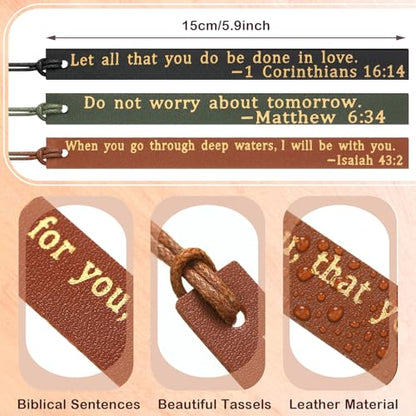 Skyygemm 30 Pcs Christian Leather Bookmarks for Bible Religious Gifts