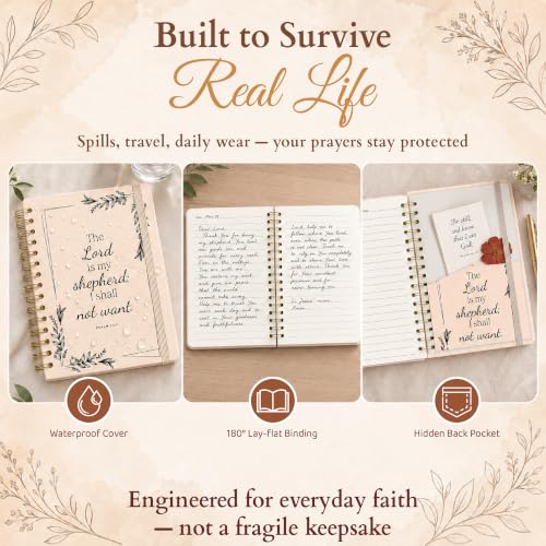 Hardcover Blank Christian Notebook – 140 Pages – Psalm 23:1 - color: Shepherd_Cream