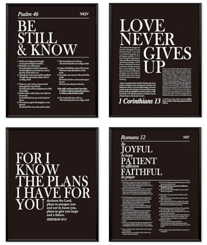 Locomiss Black and White Christian Wall Art Decor,Set of 4 (8x10 Unframed) - color: Black, size: 8x10 Inches
