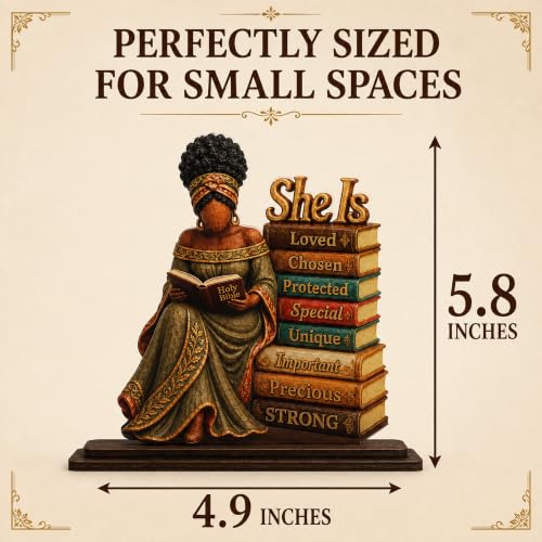 Christian Gifts for Women, African American Black Woman Wood Acrylic Plaque - color: kat-k- Plaque -she is 1