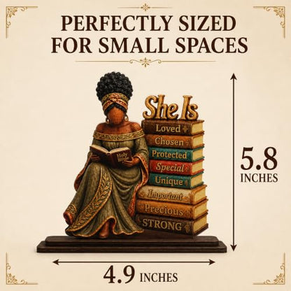 Christian Gifts for Women, African American Black Woman Wood Acrylic Plaque - color: kat-k- Plaque -she is 1
