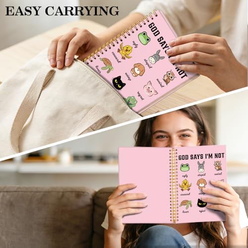 ERHACHAIJIA God Says I'm Not Lined Spiral Notebook for Women Girls Daughter - color: Pink