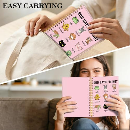 ERHACHAIJIA God Says I'm Not Lined Spiral Notebook for Women Girls Daughter - color: Pink