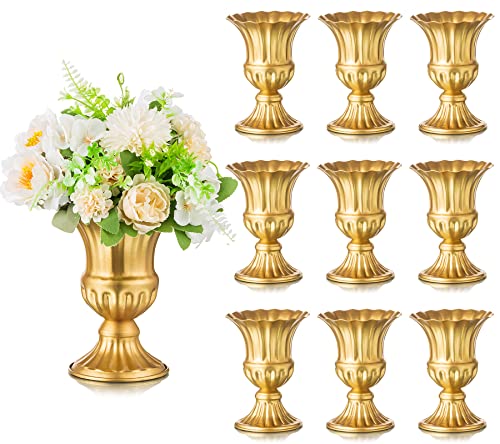 Sziqiqi Gold Metal Compote Vase, Urn Vases for Table Centerpiece, 10Pcs - color: Gold, size: 6.3in-10pcs