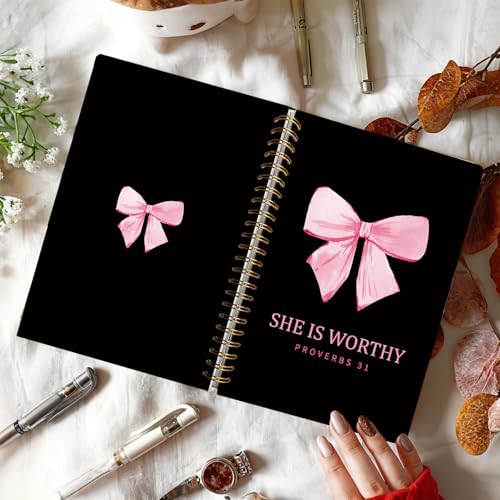 LIANGW Black and Pink Christian Notebook Journal Gifts for Women - color: Proverbs 31 - Black