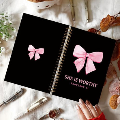 LIANGW Black and Pink Christian Notebook Journal Gifts for Women - color: Proverbs 31 - Black
