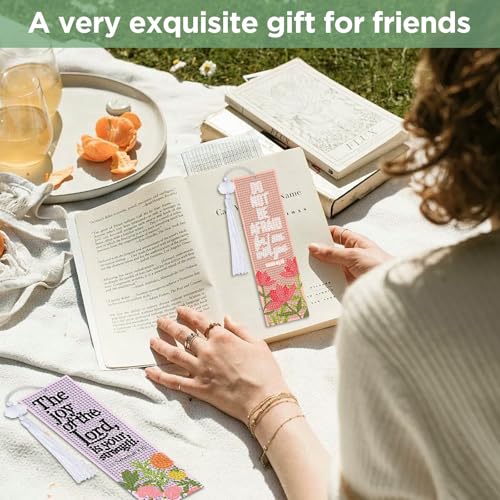 8 Pieces Christian Bible Verse Diamond Art Bookmarks 5d Christian Beaded Bookmark Acrylic Tassel Bookmark for DIY Making Beginners Adults Arts Craft Supplies (Floral Christian-1) - color: Floral Christian-1