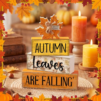 Lineshading 4 Pcs Fall Table Decorations Wooden Autumn Maple Leaf Decor - style: Autumn Leaves