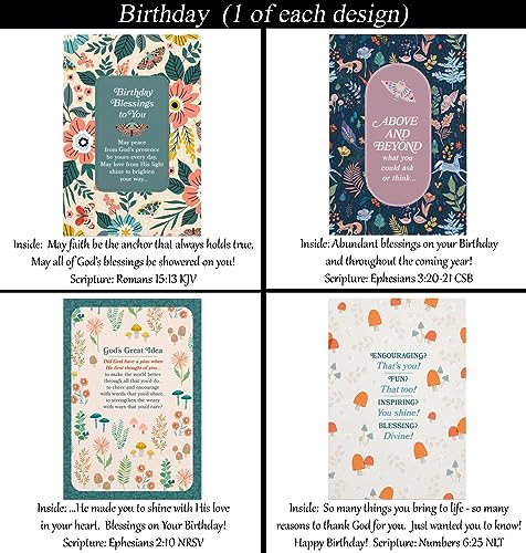 Birthday Cards ~ No Repeated Designs~ 32 Cards and Designs ~ Christian/Religious Greeting Card Assortment #1 ~ Scripture in every card ~ Envelopes Included