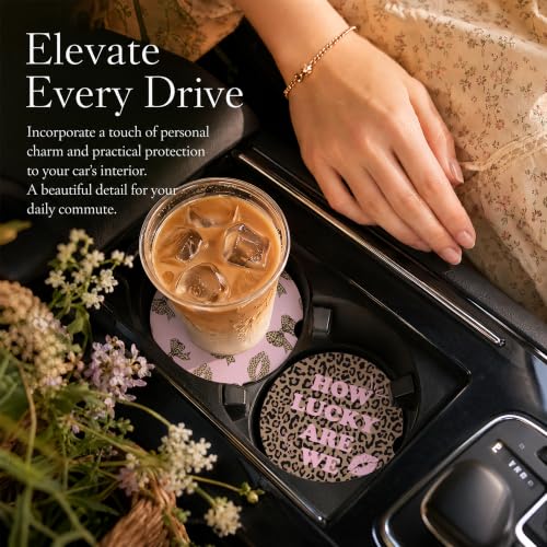 Car Coasters for Cup Holders, How Lucky We are Car Coasters Set of 2, B27 - color: How Lucky
