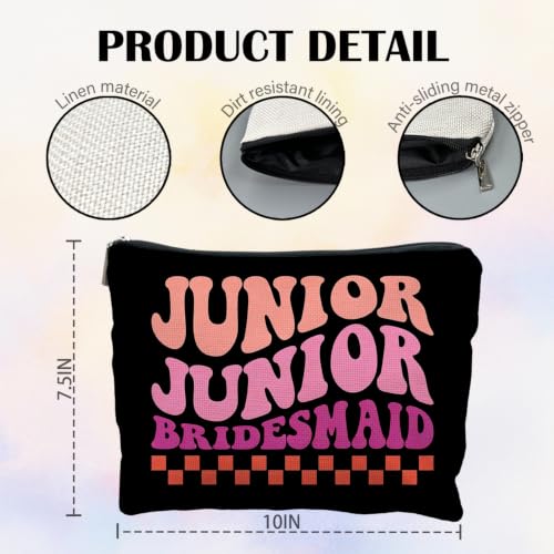 Junior Bridesmaid Gifts Canvas Makeup Bag for Women Bestie - color: junior