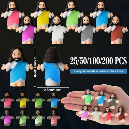 Barydat 25 Pcs Little Jesus Figures Glow in The Dark,Robe Style,8 Color - color: 8 Color, size: Robe Style