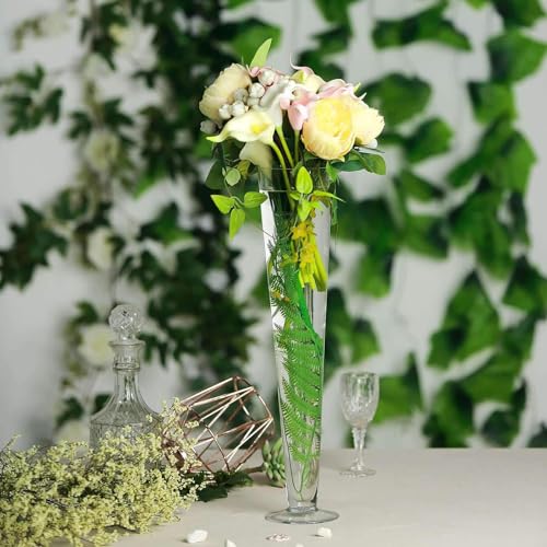 Efavormart 12pcs/Set 20" Tall Trumpet Heavy Duty Glass Centerpiece Vase for Wedding Party Banquet Events Centerpiece Decoration - color: Clear, size: 20‘’