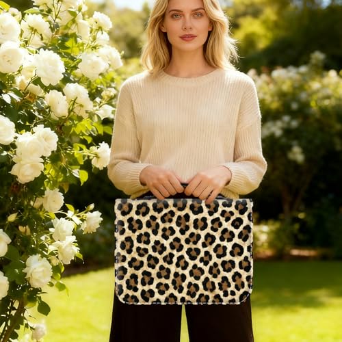 Bible Cover for Women Large PU Leather Zippered Bible Case with Handle and Animal Leopard Design, Christian Bible Bag for Girls & Women, Cover Fits Standard 9.5"x7.5"x2.3" Bible - color: Animal Leopard