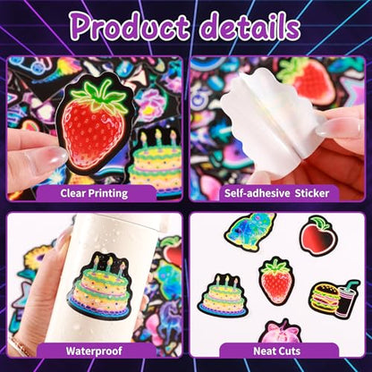 50Pcs Cute Neon Water Bottle Stickers for Adults - color: Non-luminescent-484kscp