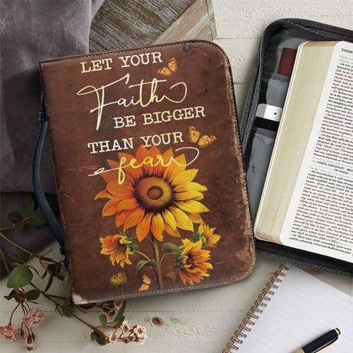 Sunflower Fall Women Bible Carrying Case - Multi-Purpose Bible Carrier - Lightweight Bible Cover for Woman - Large Size - color: Sunflower Fall, size: L