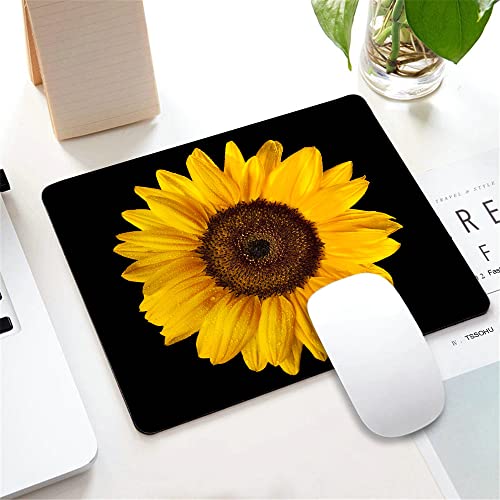 Sunflower Mouse Pad, Blossom Black and Yellow Customized Premium-Textured Mouse Mat,Washable Mousepads Non-Slip Rubber Base Small Mousepad, 9.5×7.9×0.12 inches - color: TSP226