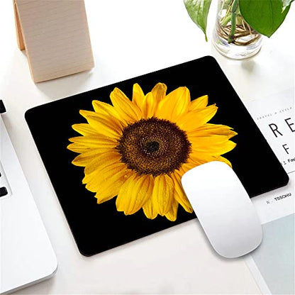 Sunflower Mouse Pad, Blossom Black and Yellow Customized Premium-Textured Mouse Mat,Washable Mousepads Non-Slip Rubber Base Small Mousepad, 9.5×7.9×0.12 inches - color: TSP226