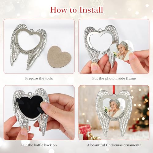 D4DREAM Memorial Christmas Ornament Metal Angel Wing Memorial Picture Frame - color: 3-1 Angel