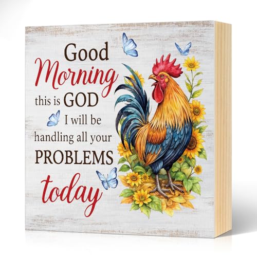 Good Morning This Is God I Will Be Handling Wood Box Sign 5.9 * 5.9 - color: white026