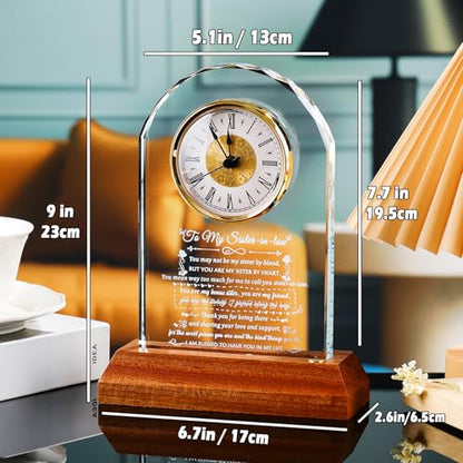 Arikyrist Glass Clock Sister in Law Gifts on Birthday Wedding - color: Sister-in-law
