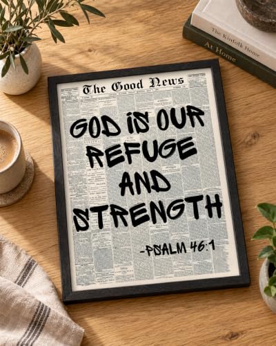 iHery 12x16in Psalm 46:1 God Is Our Refuge Framed Christian Wall Art - color: Black Frame Psalm 46, size: 16"L x 12"W