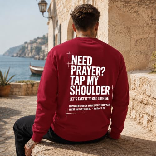 Christian Sweatshirts For Women Need Prayer Tap My Shoulder Hoodie Sweater - color: Claret, size: 3X-Large