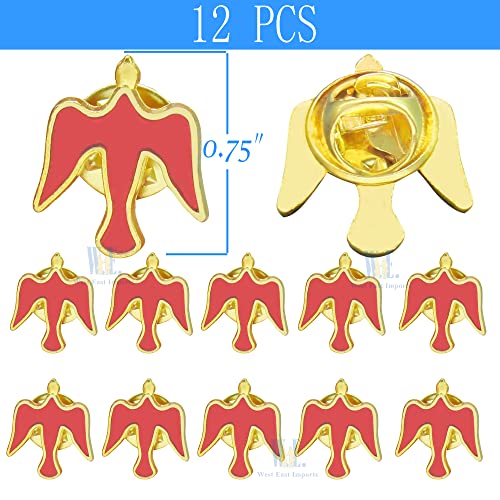 12 Pcs Holy Spirit Lapel Pin, Enamel Dove Confirmation Favors - color: Red
