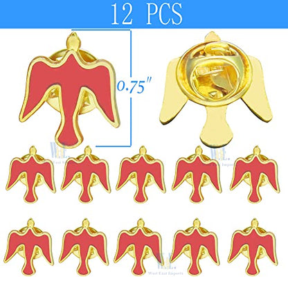 12 Pcs Holy Spirit Lapel Pin, Enamel Dove Confirmation Favors - color: Red