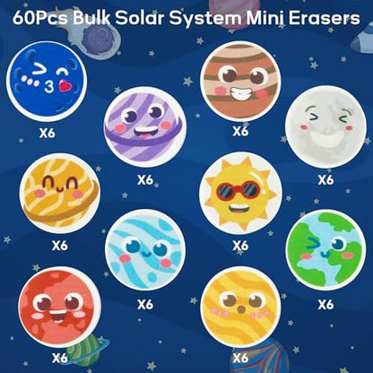 Haooryx Solar System Mini Erasers Bulk Novelty Outer Space Pencil Erasers