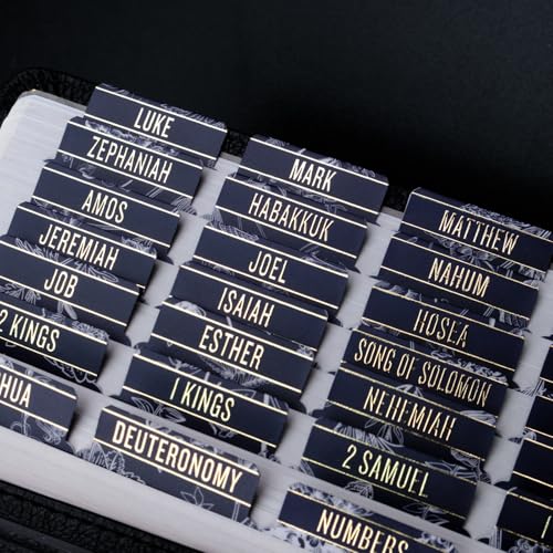 UPAFEXXI-Bible Tabs for Women and Men, 3D Gold Foil Embossed Lettering - color: Navy Blue