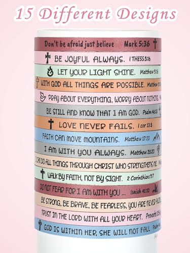 Sureio 15 Pcs Christian Bracelet Scripture Bible Verse Gift - color: Pastel Color