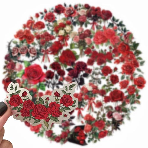 100PCS Natural Rose Flower Transparent Stickers for Teenagers Girls Adults Gifts,Vintage Dried Floral Waterproof Decals for Scrapbook Laptop Journal Notebook Phone Cases Water Bottle Crafts Guitar - color: Natural Rose Flower