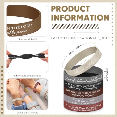 Ecation 72 Pcs Bible Verse Christian Bracelets Silicone,Black Brown - color: Black Brown