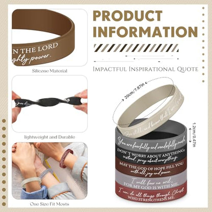 Ecation 72 Pcs Bible Verse Christian Bracelets Silicone,Black Brown - color: Black Brown