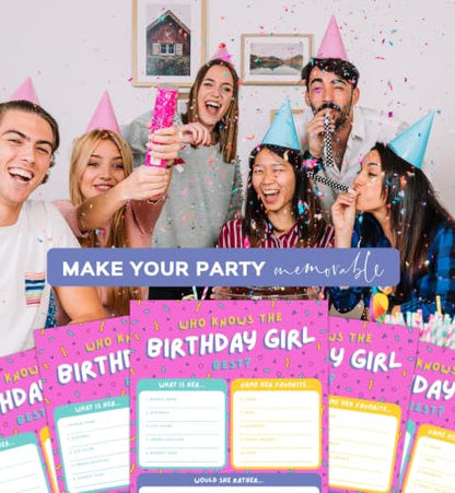 Markt Who Knows The Birthday Girl Best, Birthday Party Games for Kids Party Games, Game Supplies and Activities for Teens, Boys or Girls (Pink) - color: Who Knows the Birthday Girl Best
