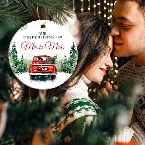 ZAGKOO First Christmas Married Ornament 2026 - Mr and Mrs Wedding Ornament - color: First Mr & Mrs 2026