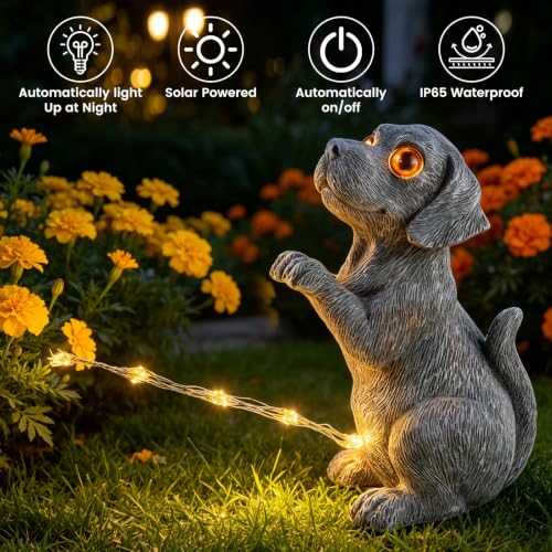 Solar Peeing Dog Statue Garden Decor-Idea Gift for Mom Father Dog Lovers