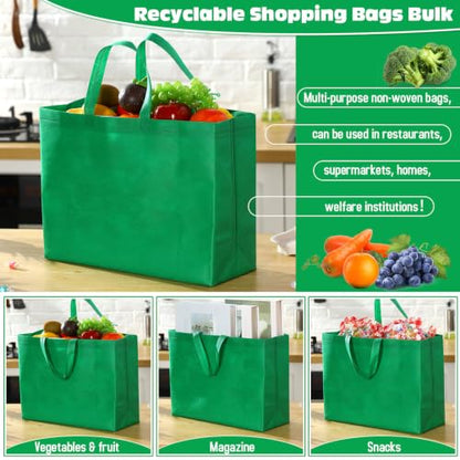 Windyun 100 Pcs Reusable Grocery Bags Large Shopping Tote Bulk, Green - color: Green