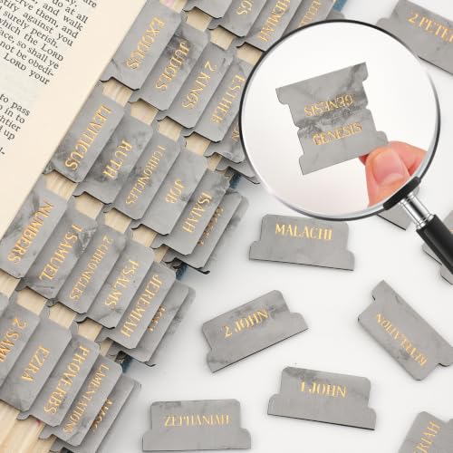 Leather Bible Tabs, Bible Tabs for Women and Men(Gold Foil Lettering) Large Print Stickers, Easy to Read and Apply, 66 Chapters & 14 Blank Labels for Easy Navigation, Bible Study Supplies(Grey Marble) - style: Leather Grey Marble