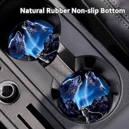 2Pcs Mandala Car Coasters,2.75" Neoprene Rubber Car Cup Holder Coasters - color: Boho - Round