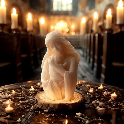 Virgin Mary Holding Baby Shaped Scented Candle,Enchanting Hand-Poured Aesthetic Soy Wax Aroma Decorative Candle for Table Photo Prop,Religious Celebrations,Baptism Essential,Baby Showers & Cozy Spaces