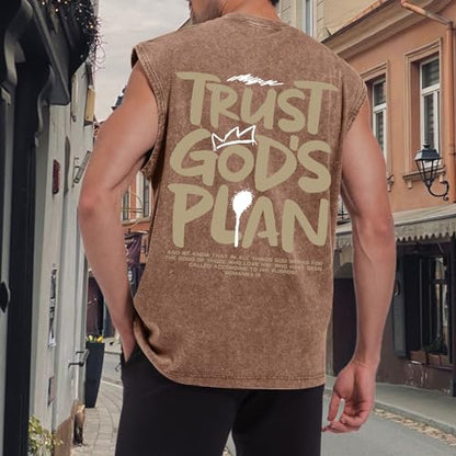 BINTEHGS Mens Sleeveless Graphic Tees Christian Tank Tops Workout Cut Off Shirt Acid Wash Gym Tanks Religious Faith Tee - color: Coffee, size: X-Large