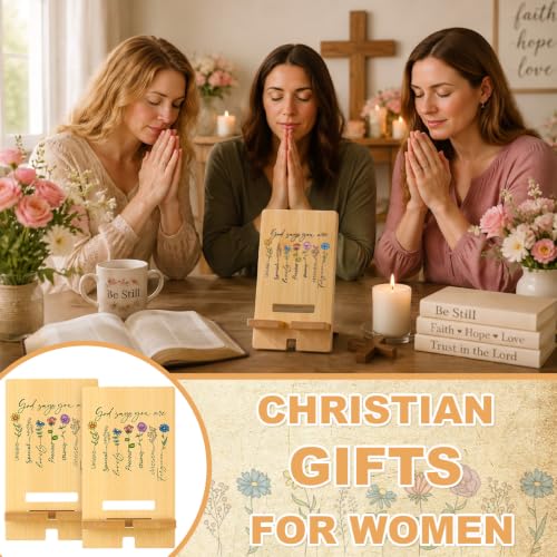 Novabright 24 Pcs Christian Bible Verse Bamboo Phone Stand, Wildflower - style: Wildflower