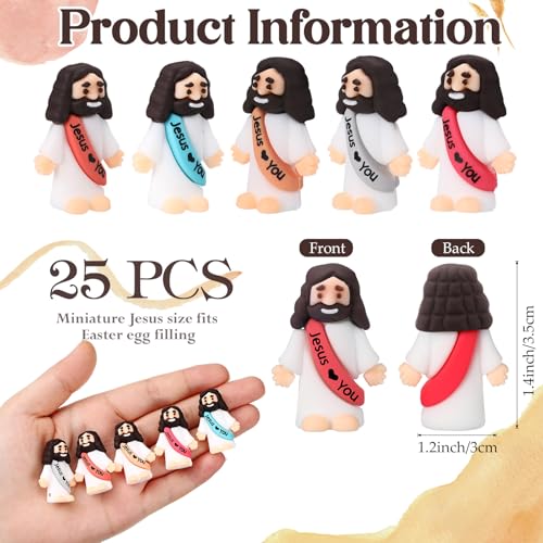 Bememo 25 Pcs Mini Jesus Figures Little Jesus Figurines,Bohemia Colors - color: Bohemia Colors
