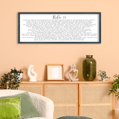 FZMHASLWW Psalm 91 Wall Art 32"×12" Black - color: Psalm 91 (Black), size: 32"L x 12"W