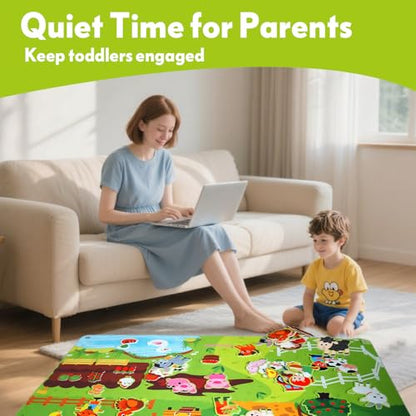 Felt Busy Board for Kids 3-5, Farm Animals Story Set for Children Play