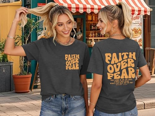 Womens Christian Shirts Funny Bible Verse Graphic T-Shirts Religious Faith Inspirational Short Sleeve Tee Tops - color: Agrey1, size: Small