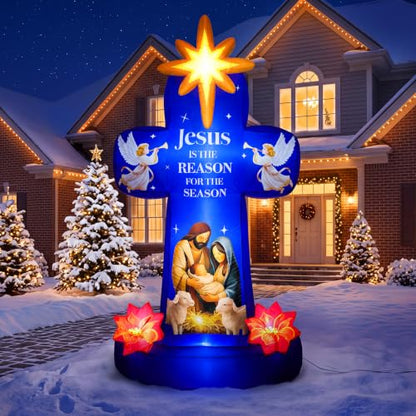 7 FT Christmas Inflatables, Nativity Scene Outdoor Christmas Decorations